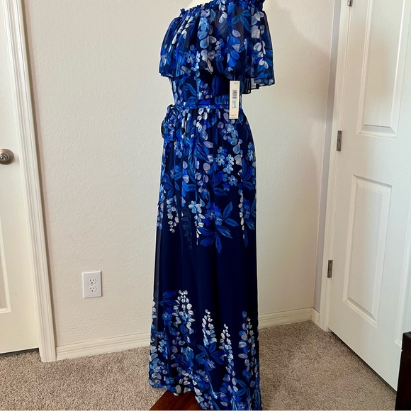 Eliza J Women's Floral Print Off The Shoulder Popover Maxi Dress - Picture 6 of 13